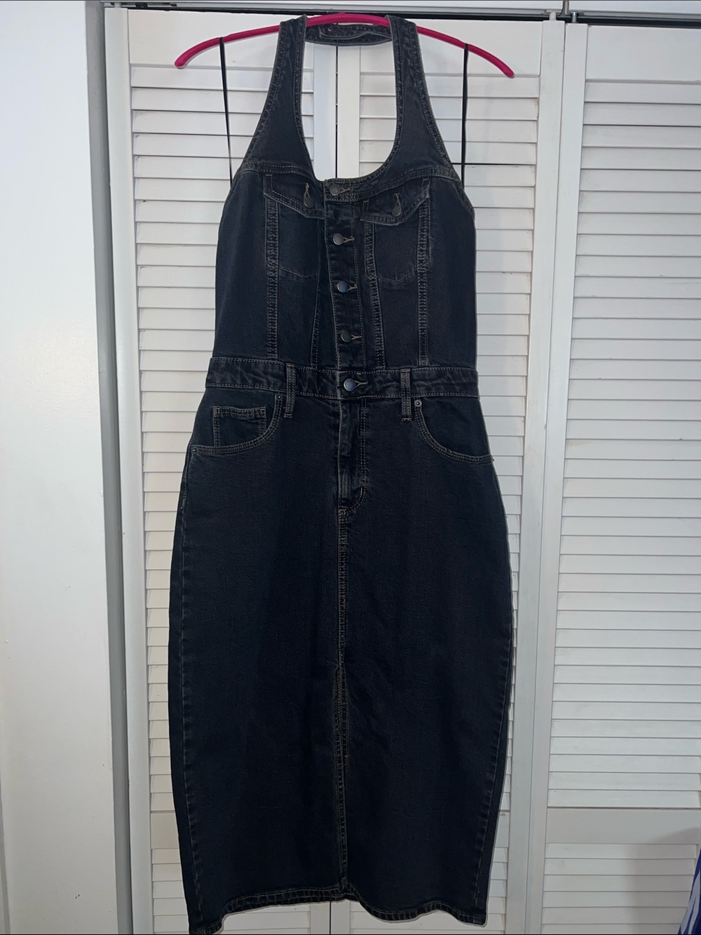 Universal Thread Women Midi Halter Denim Dress